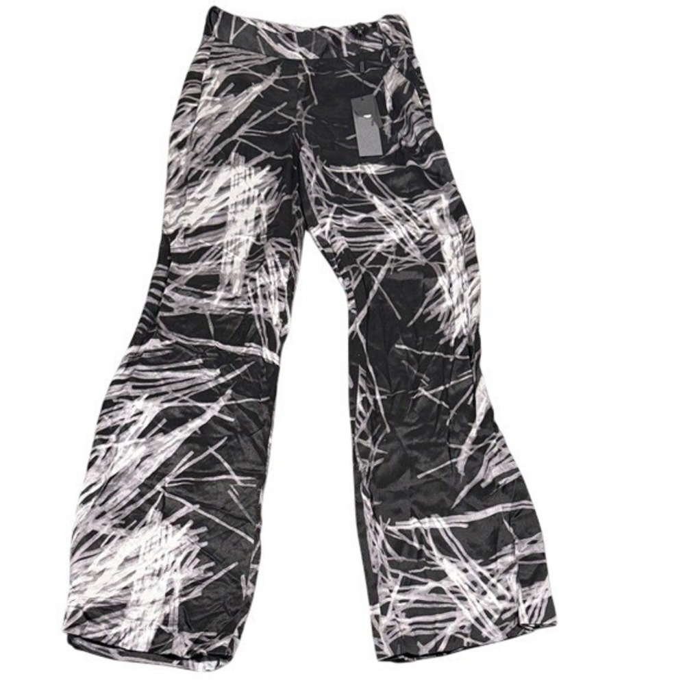 Halston Heritage Black White Abstract Print Wide Leg Pants SZS020220P Mens 0 NEW